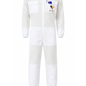 SOFTSAFE 3 Layer Ventilated Beekeeping Suit with Removable Fencing Veil – Breathable Mesh Full Body Bee Suit, UV Protection Hood, Reinforced Pockets