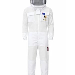 SOFTSAFE 3 Layer Ventilated Beekeeping Suit with Removable Fencing Veil – Breathable Mesh Full Body Bee Suit, UV Protection Hood, Reinforced Pockets,